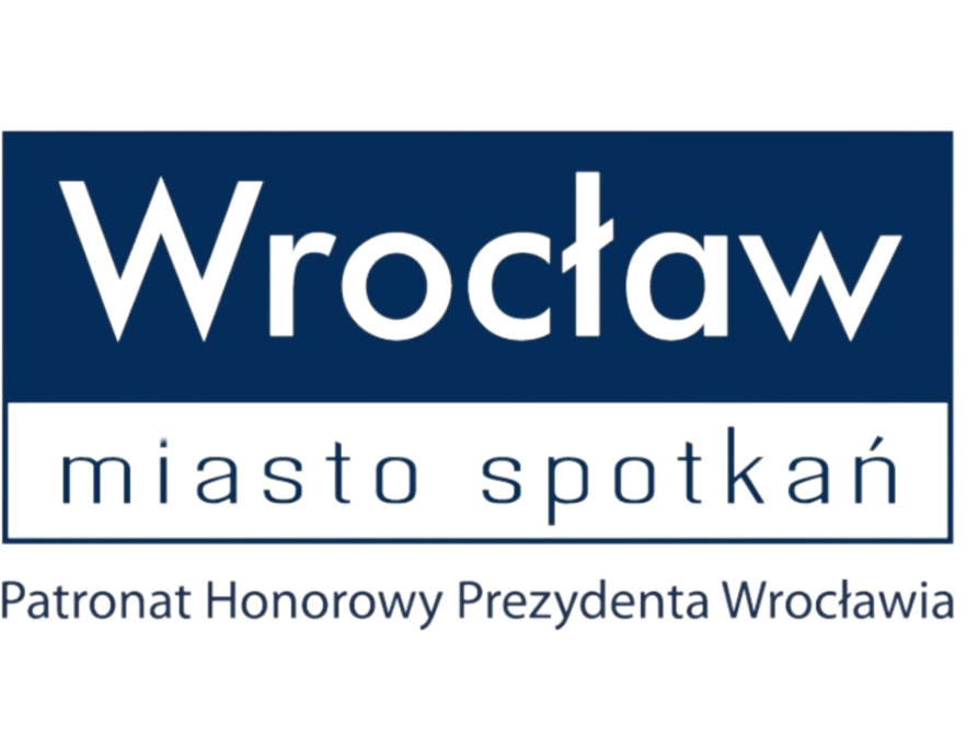 logo Wrocław Miasto Spotkań, podtytuł Patronat Honorowy Prezydenta Wrocławia